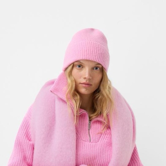 Pink Ribbed Knit Beanie main image 6